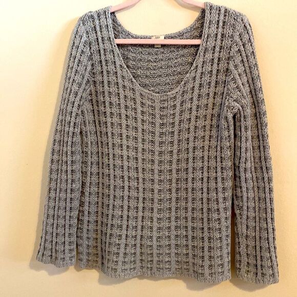 J Jill Sweater Two Tone Gray Scoop Neck  Large - Picture 5 of 7